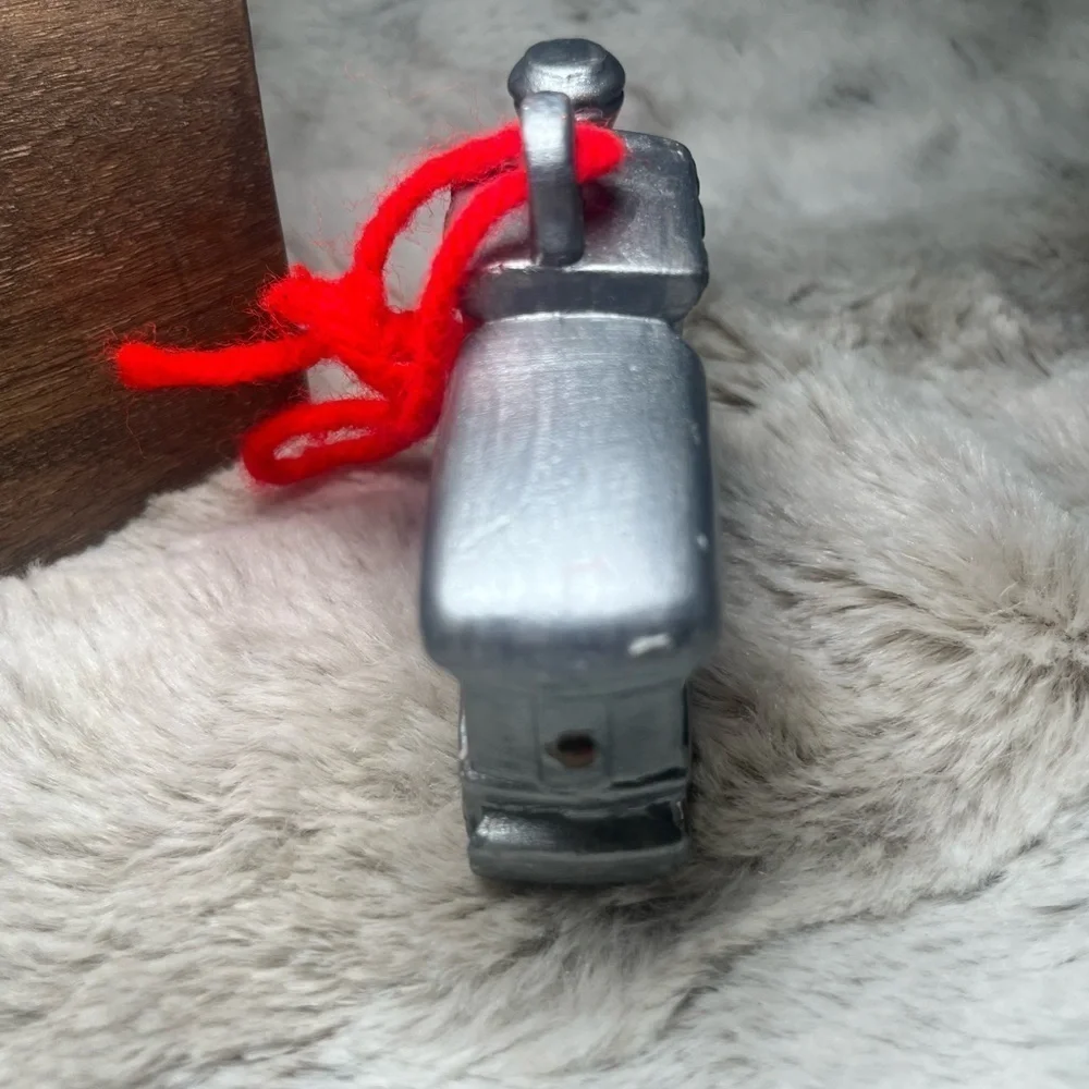 Vintage Christmas Train Ornament | Silver Engine with Passengers | Holiday Décor